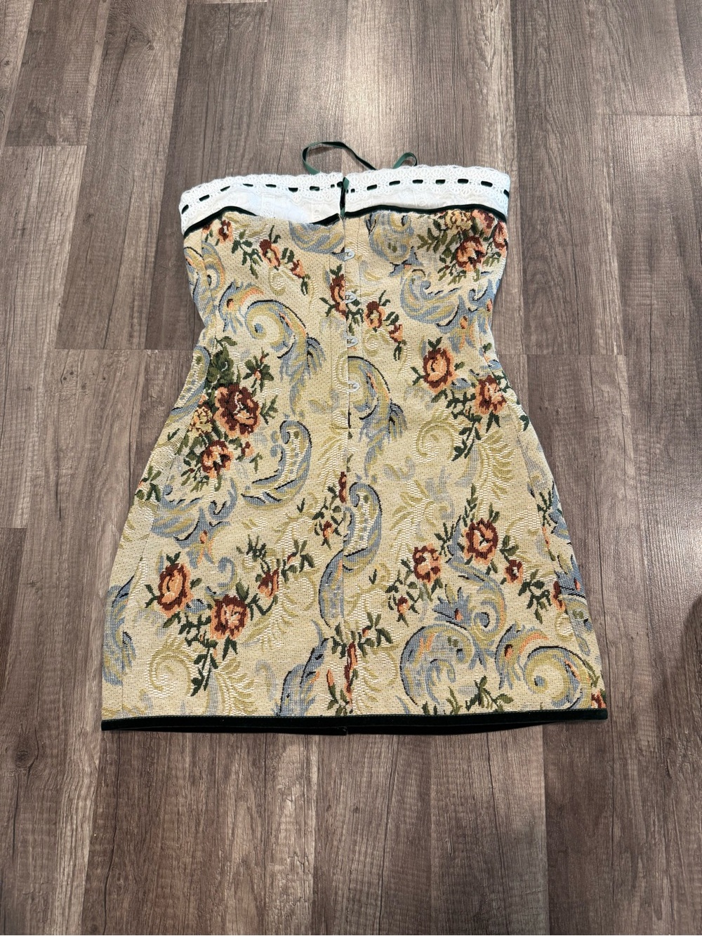 With Jean Cream Floral Strapless Mini Dress